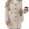Elegant Slim Fit Woolen Coat Autumn Winter Tweed Outerwear Mid-Length Button Lapel Collar Durable Fashionable