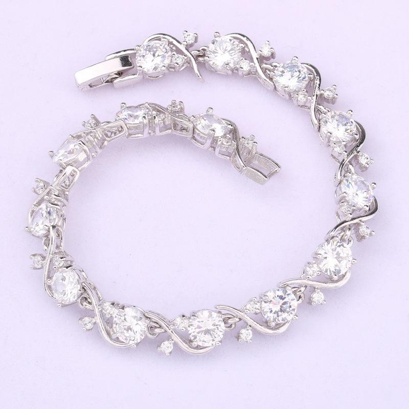 Red Garnet Cubic Zirconia Earrings Pendant Necklace Bracelet Ring Set