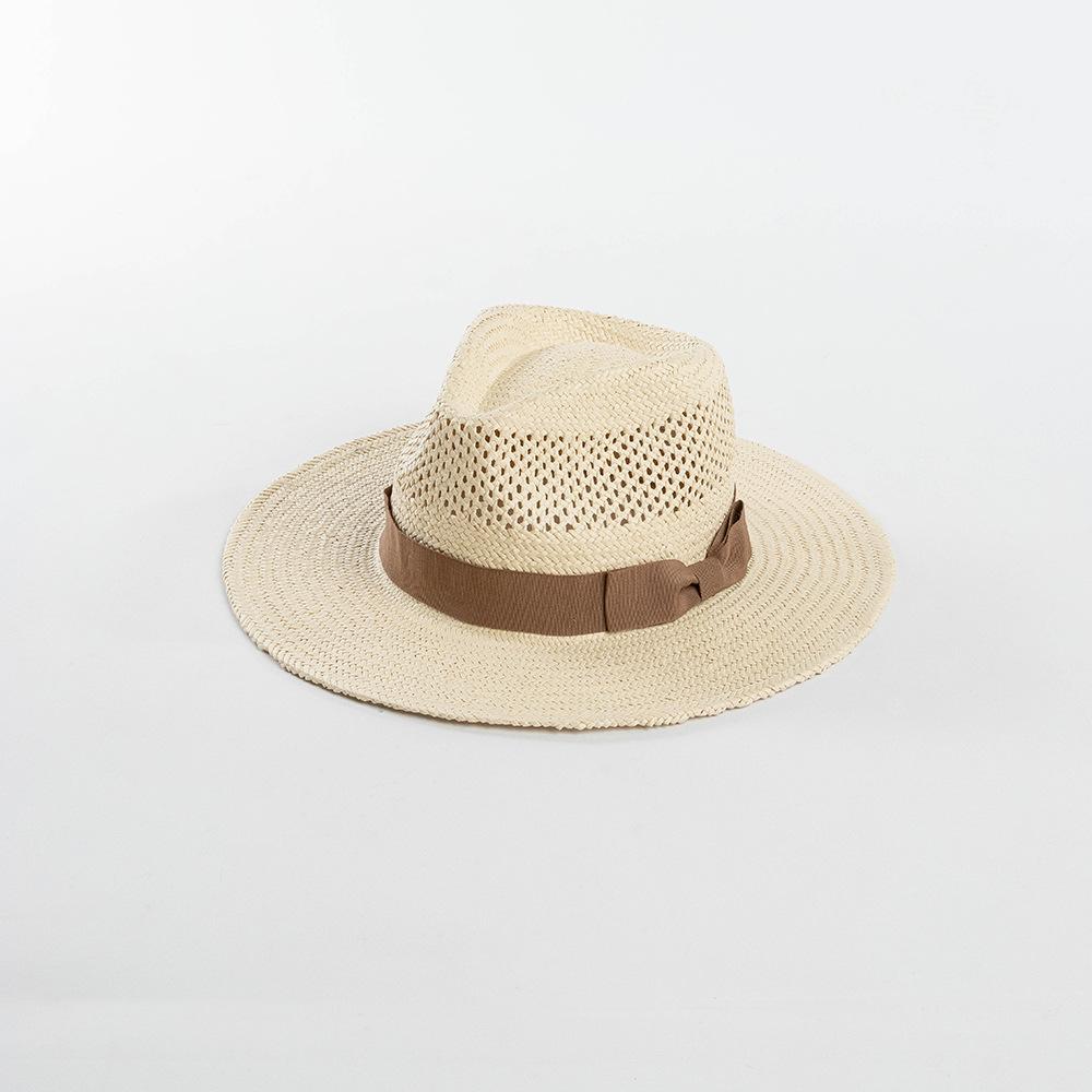 European and American style spring and summer fashion casual hand-woven hollow bow webbing Panama straw hat outdoor sun hat