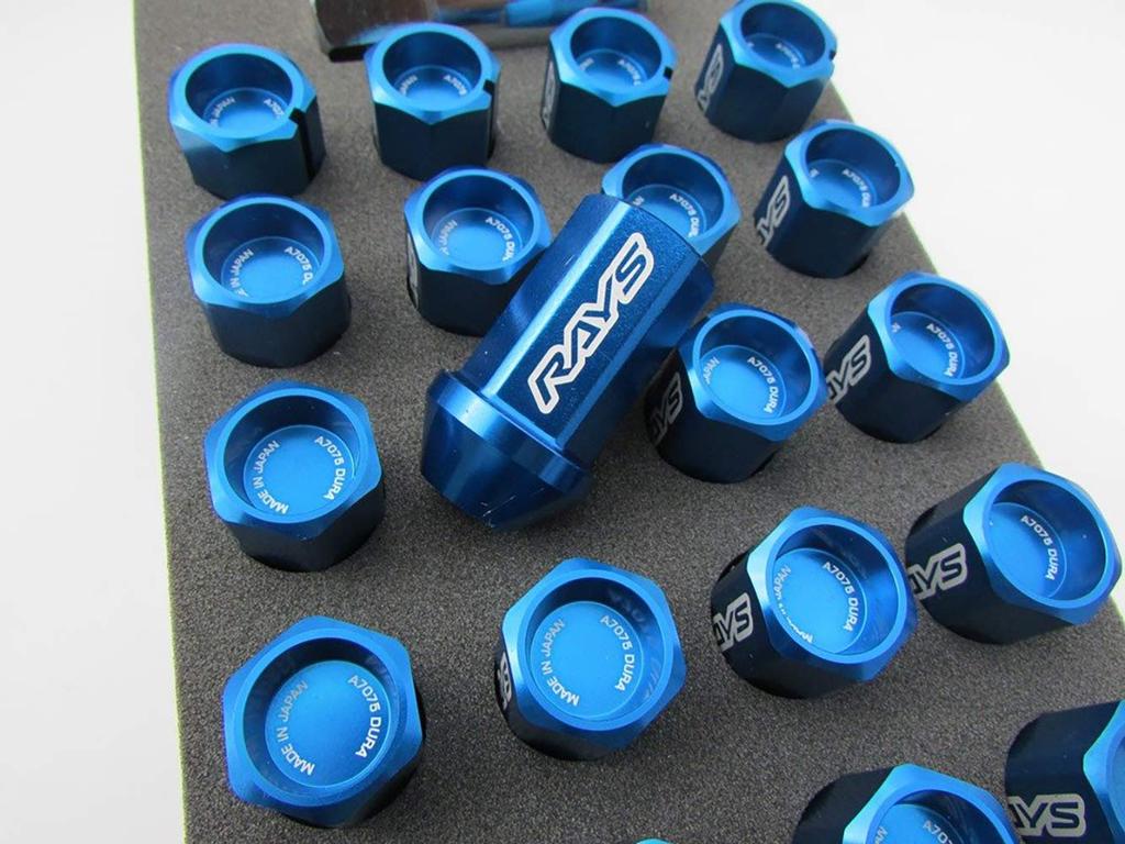 RAYS Duralumin Lock Nut Set Straight M12 x Blue 74020001002BL & L42, Type, 1.5, Anodized,