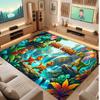 Dinosaur Theme Soft Crystal Velvet Rug Custom Name & Text Print Non Slip Floor Rug for Bedroom Living Room