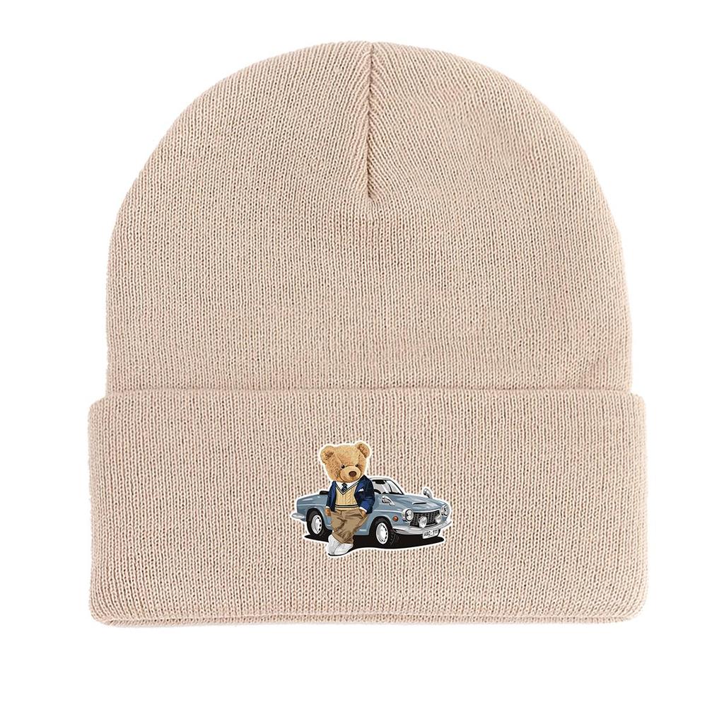 Bear Car Warm Knit Cap Beanie, Animal Man Cap Warm Winter Casual Bonnet Knit Hat Beanie