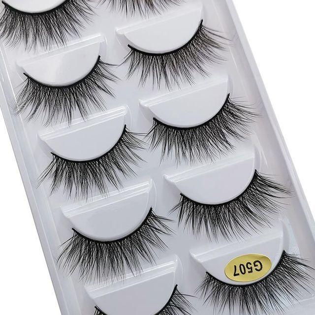 Lashie - Набор из 5 пар: Объемные накладные ресницы с перекрещиванием 5 Pairs - G500 - Black - One Size