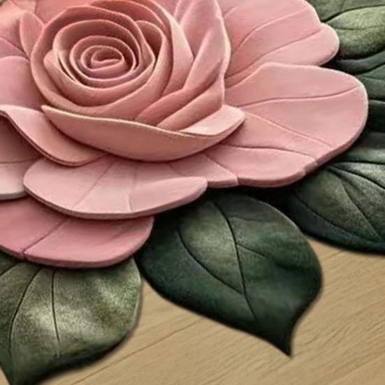 3D Flower Rug Realistic Floral Anti-Slip Floor Mat Absorbent Quick-Dry Bathroom Rug for Kitchen Bedroom Entryway Vanity Area