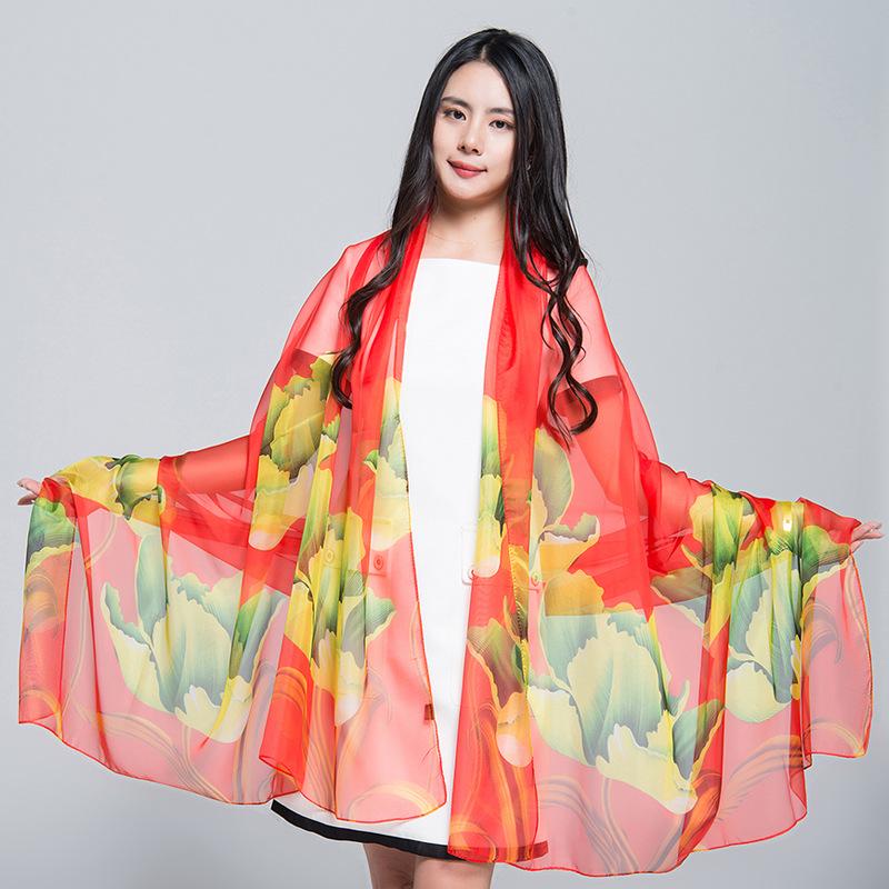 Extra Large Korean Style Chiffon Scarf - Versatile Beach Towel and Sun Protection Shawl for Women