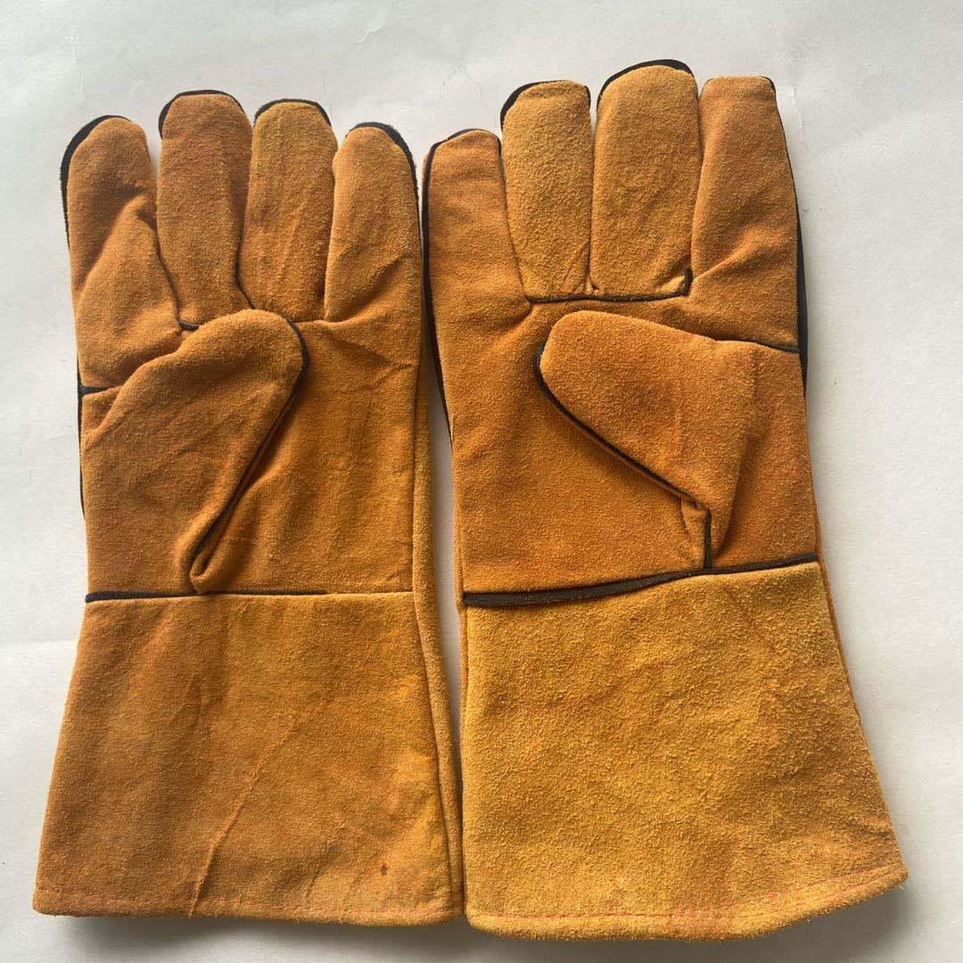 Red Cow Split Leather Welding Gloves with Heat and Spark Protection