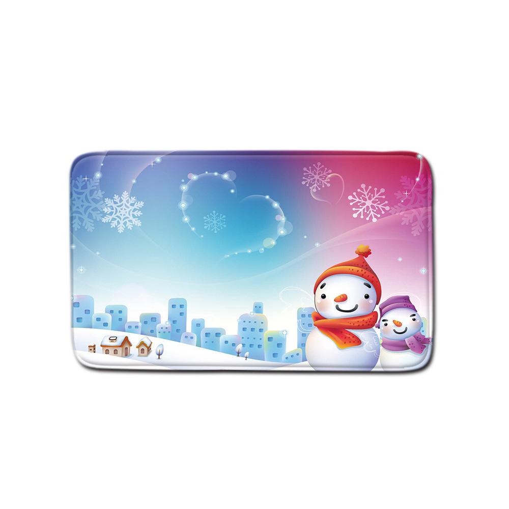 Christmas Shower Curtain Floor Mat Combination Four-Piece Set Bathroom Toilet Carpet Shower Room Mat Foot Mat