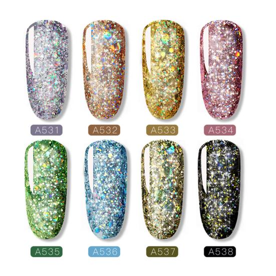 Glitter Rhinestone UV LED Nail Gel Polish Soak Off Varnish Lacquer