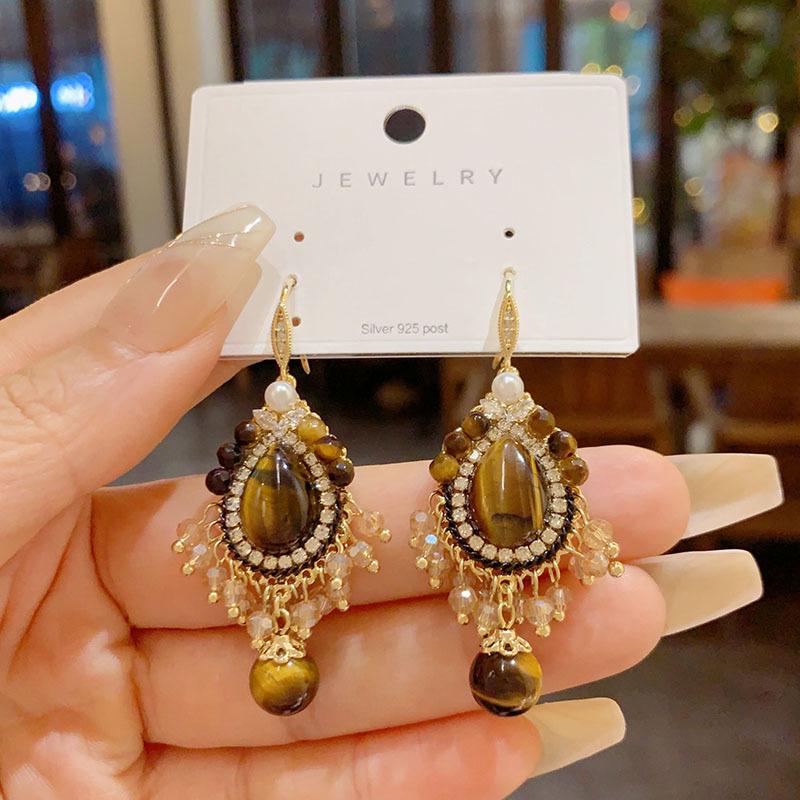 Bohemian Ethnic-Style Handmade Turquoise Earrings for Women - Luxurious Autumn/Winter Ear Hooks