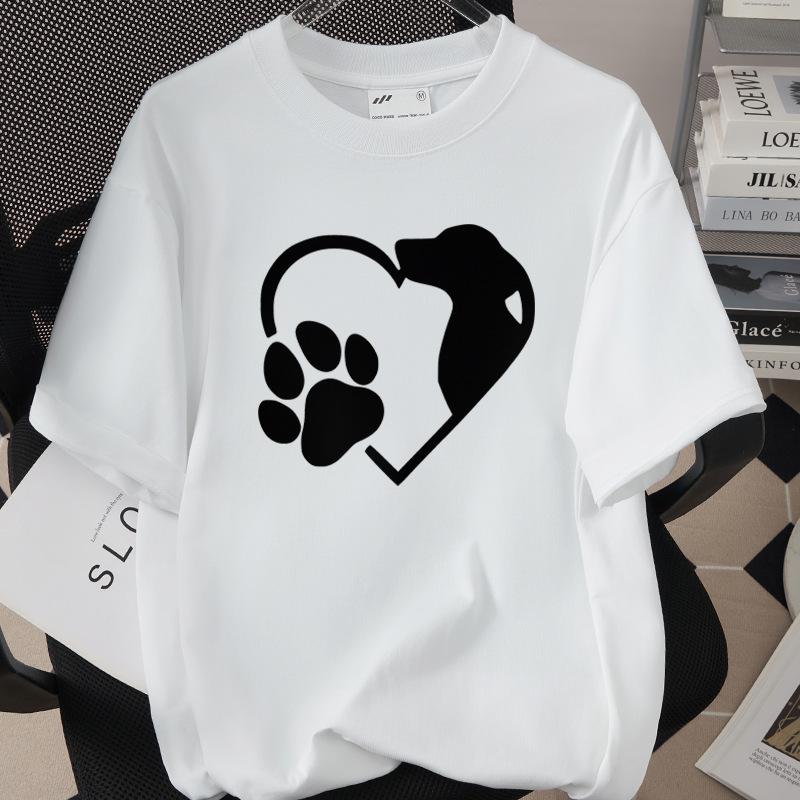 Creative Dog Print Unisex Loose Fit T-Shirt - 260g Pure Cotton, Casual Short Sleeve