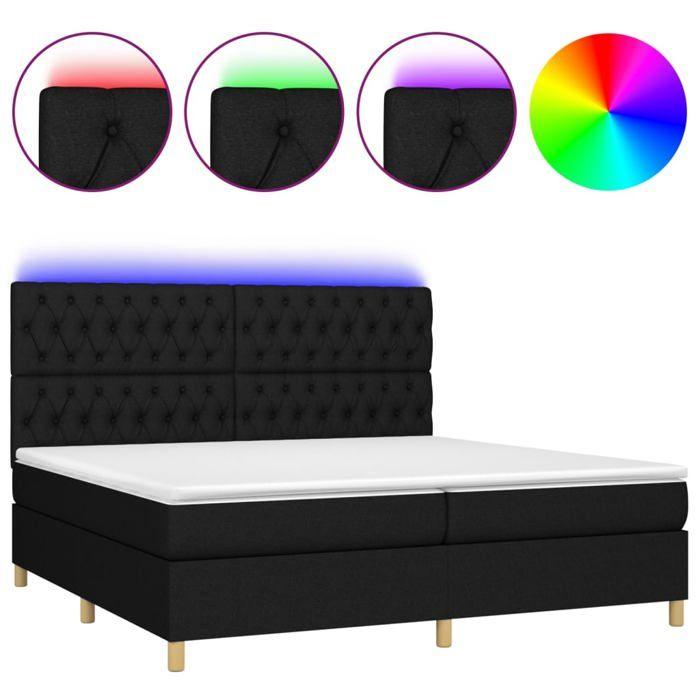 VidaXL Sommier à Lattes de Lit avec Matelas et LED, Lit Rembourré avec Tête de Lit, Lit Double, Lit Adulte de Chambre, 3135703