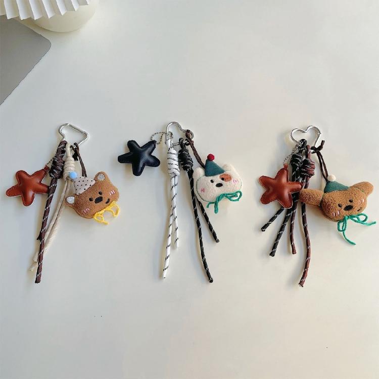 Delightful Plush Bear Bag Charm Cartoon Keychains For Women and Girls Stylish Bag Pendant Cute Car Accessories Decors