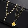 Boho Gold Color Multi-Layer Necklace Set for Women Fashion Zircon Bow Knot Water Drop Heart Pendant Necklaces Jewelry