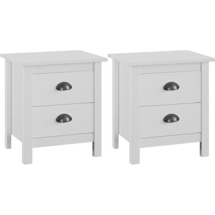 VidaXL Tables de chevet Hill Range 2 pcs Blanc 46x35x49,5cm Pin solide