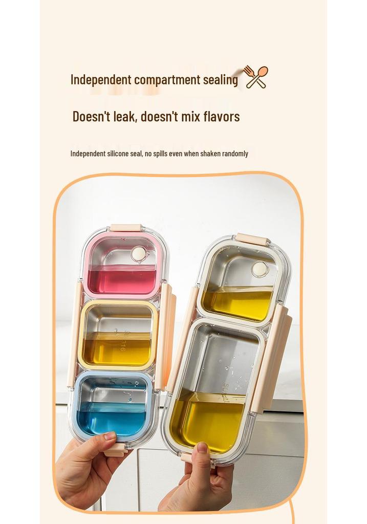 316 Stainless Steel Leak-Proof Bento Box with Three Compartments for Freshness and Fat Reduction