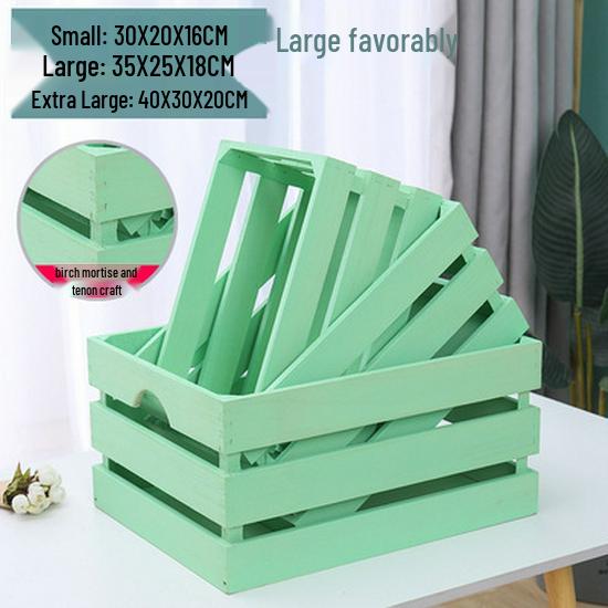 Distressed Wooden Rectangular Basket for Fruit & Vegetable Display