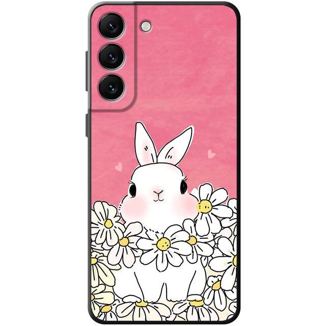 Flower Love Pink Cute Rabbit Phone Case For Samsung Galaxy S22 S21 S20 Fe Ultra S10 S9 S8 Plus S10e Note 20ultra 10plus Shell