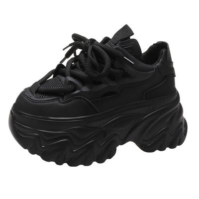 Fashion 8.5cm Women Platform Sneakers Lace-up Autumn Sports Dad Shoes High Top Chunky Casual Shoes Woman Thick Bottom Mesh White Shoes