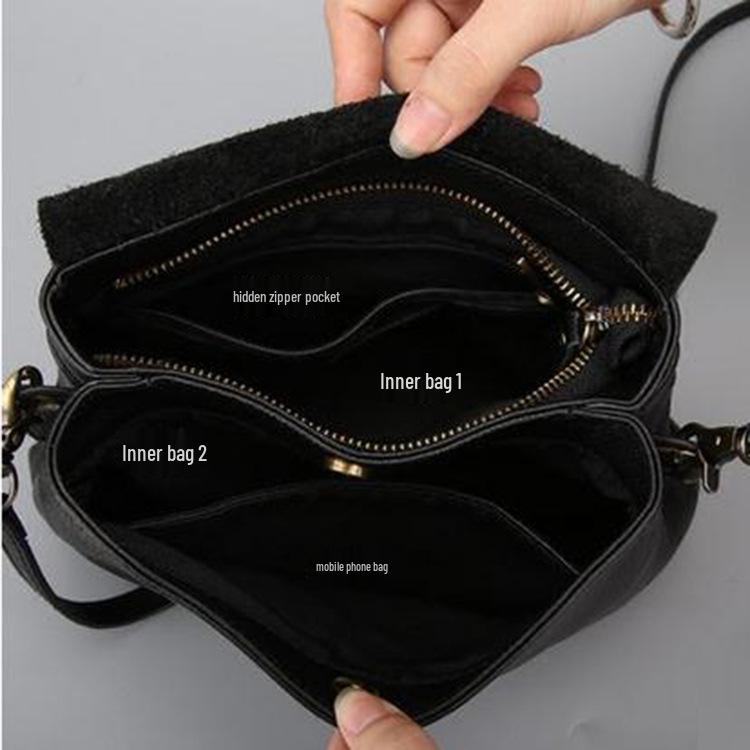 Nuova Borsa a Spalla da Donna Multi-Strato in Vera Pelle 2025 - Alla Moda, Versatile, Borsa Quadrata a Tracolla in Pelle di Mucca Casual
