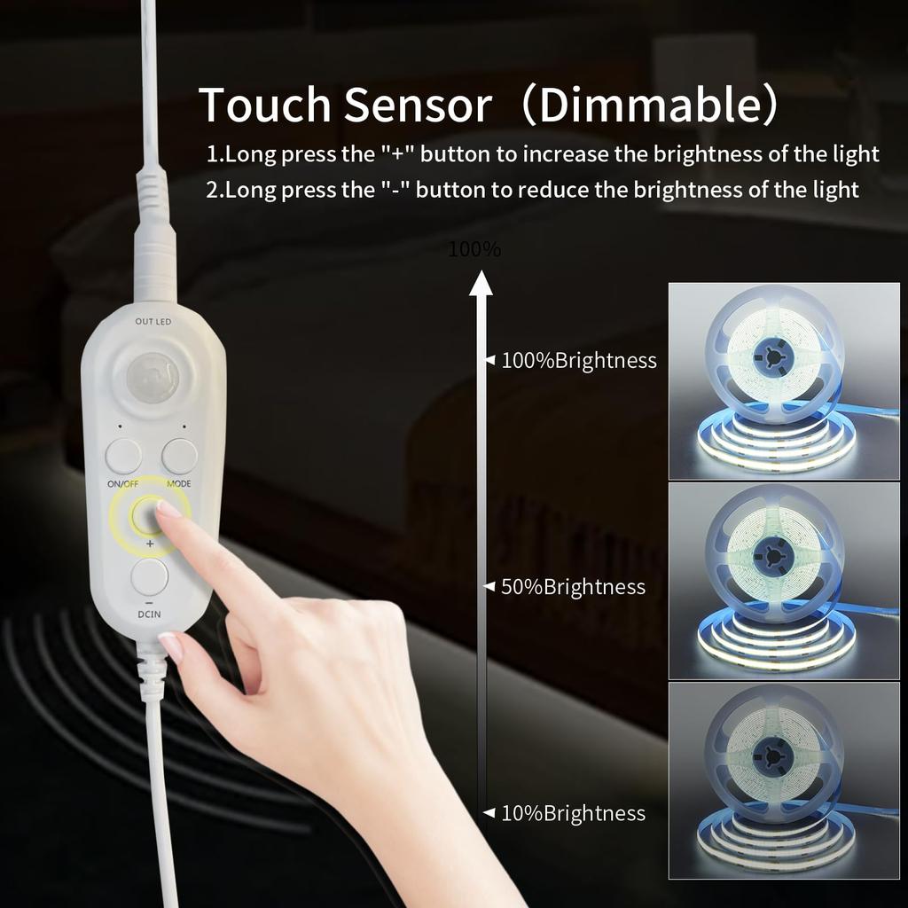 Clearhill Human Sensitive LED Tape Light Strip Light with Sensor Flexible 5M Natural White 4000K Powerful Width 8mm 320 USB Powered IP20 5V For Stairs