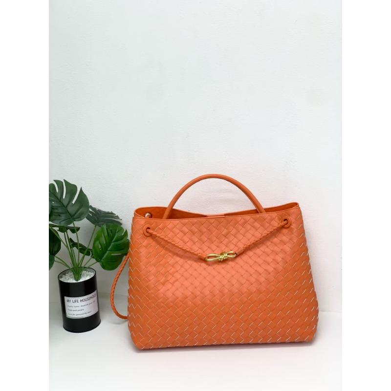 oversized bow metal rope buckle cowhide woven bag women's autumn and winter new leather large-capacity handbag