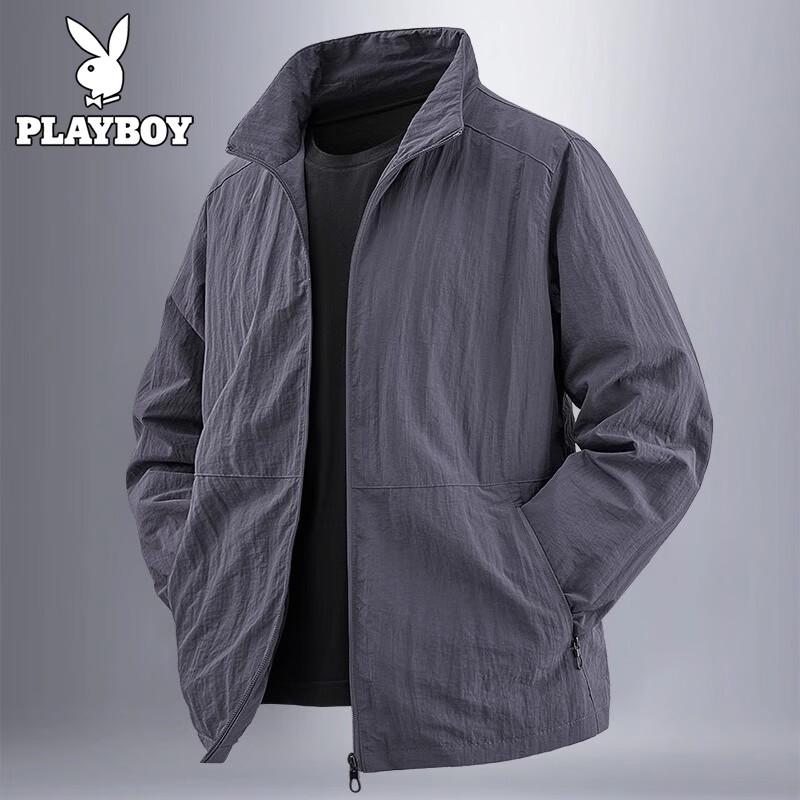 

Playboy Men s Spring/Fall American Outdoor Stand-up Collar Lightweight Jacket 3XL