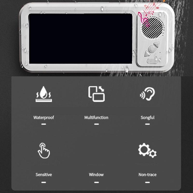 Waterproof Bluetooth-compatible Speaker Phone Holder For Shower With 360°Surround Sound Long Playtimes IPX4 Rate Bathroom Music Box