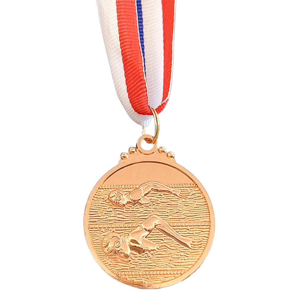 5cm Swimming Medal Competition Awards with Neck Ribbon Metal Winner Medals Gold/Silver/Bronze Medal for Sports Competition