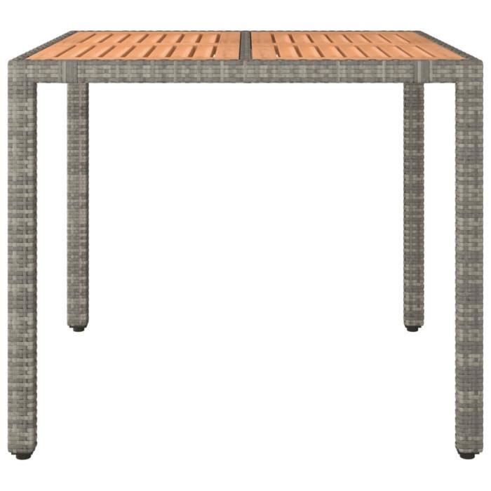 VidaXL Table de jardin et dessus en bois Gris Résine tressée et acacia 319549