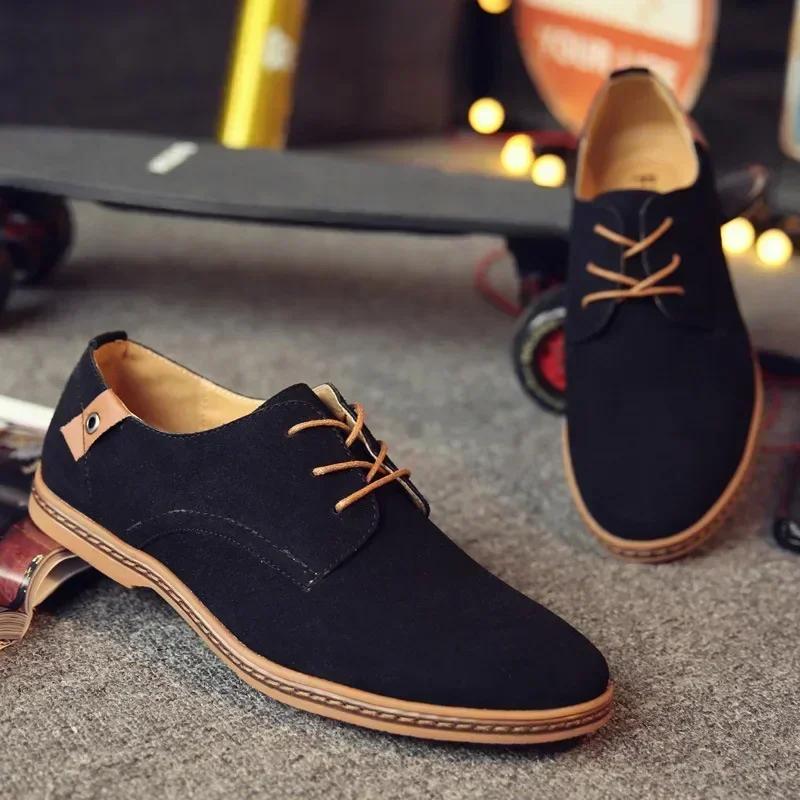 2026 Mens Shoes British Suede Leather Oxford Casual Shoes New Classic Sneakers Comfortable Footwear Dress Shoes Large Size Flats