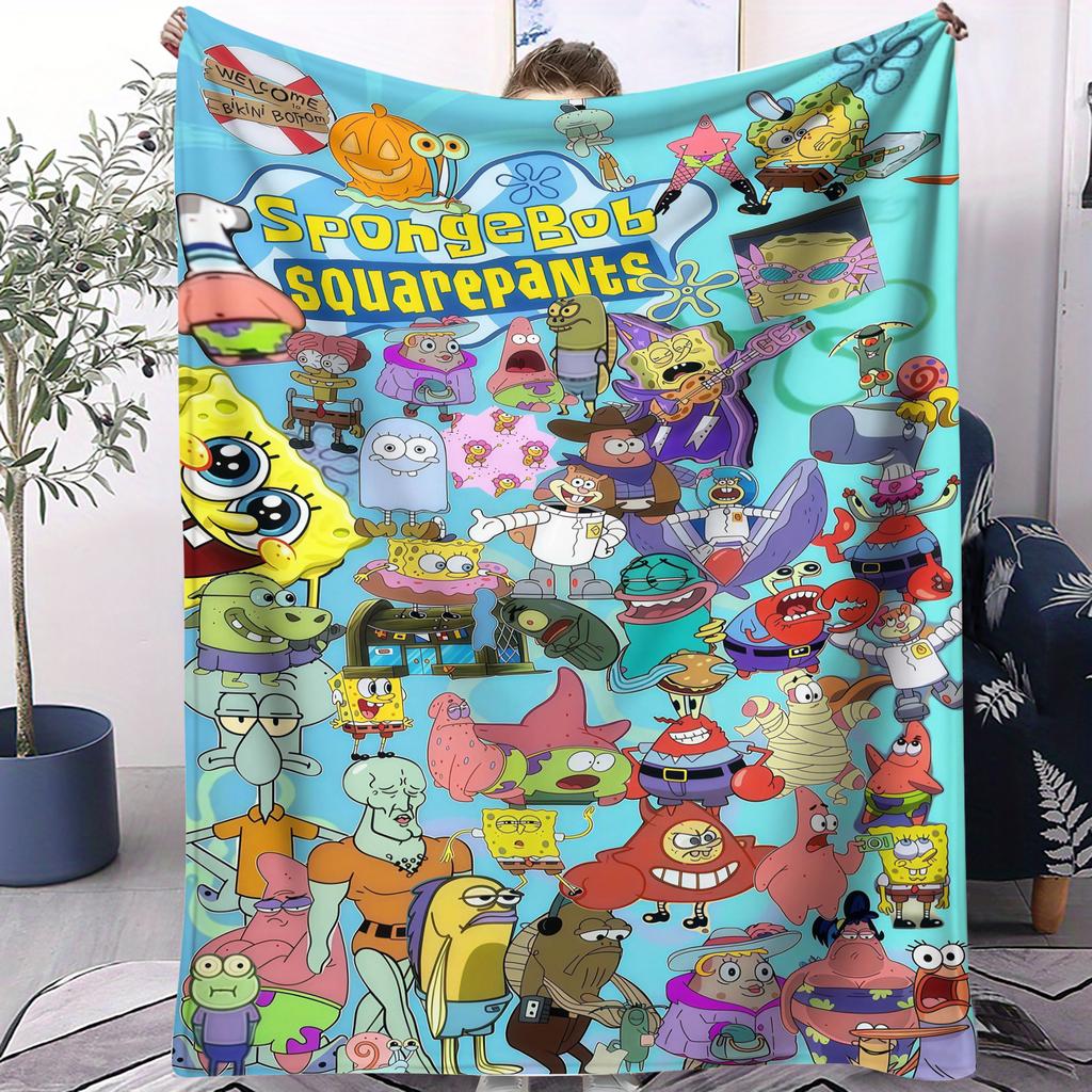 SpongeBob: Lively&Vibrant All-Character Group Portrait Print Blanket Soft Multifunctional Decortive Universal Throw Blanket Gift