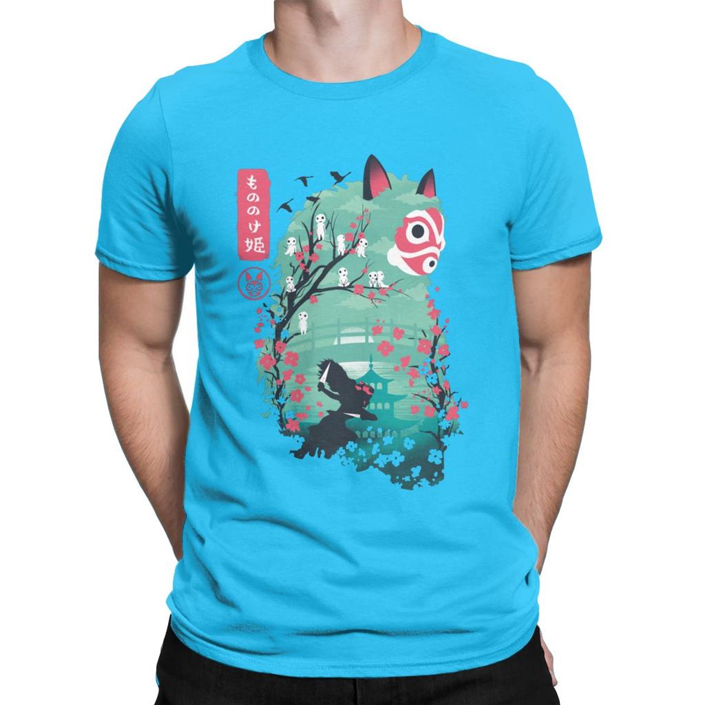 Men S Japanese Ukiyo E Princess Mononoke Classic T Shirt Ghibli Cotton Clothing Novelty Short Sleeve