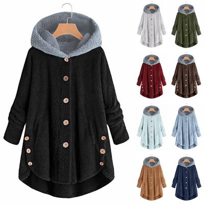 Women's Fashion Stitching Loose Hoodies Long Sleeve Plush Coat