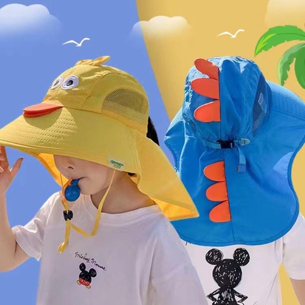 

Cartoon Dinosaur Neck Ear Cover Fashionable Beach Caps Thin Fisherman Hat Travel