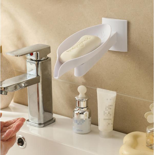 

Home Leaf Shaped Wall Mounted Adjustable Draining Soap Box, Rotatable One Size