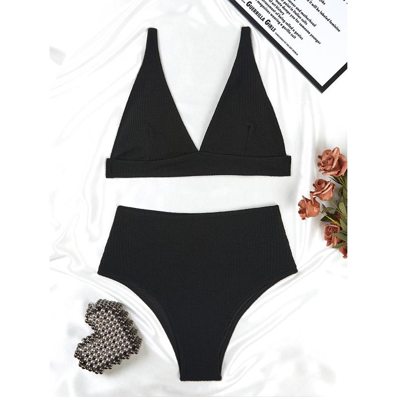 Women Two Piece Bathing Suit High Waist Swimsuit Summer Bikini Set Swimwear Clothes Solid Push Up Swimsuits