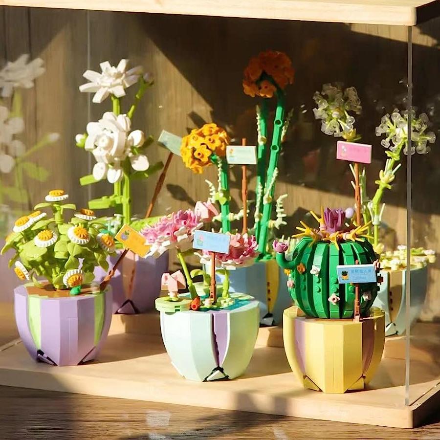 Plastic Bouquet Potted Plants Building Blocks Flowers Bricks DIY Educational Toys Valentine's Day and Mother's Day Gifts