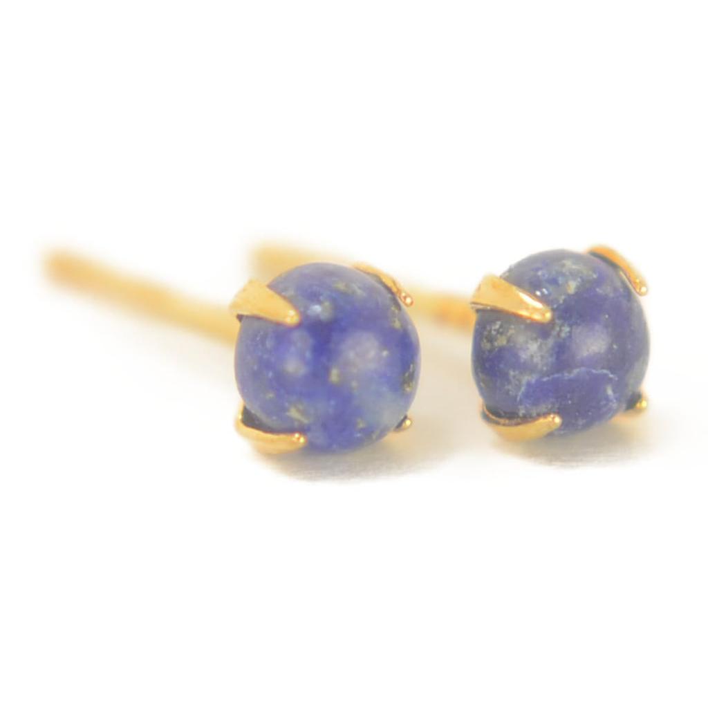 K18 Natural Lapis Lazuli Earrings [Sold As a Pair for Both Ears] Lapis Lazuli Earrings Yellow Gold Earrings K18 K18 K18YG K18yg 18k Gold Yokomountain