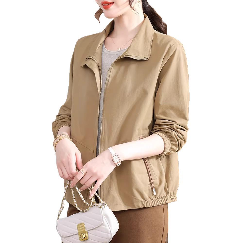 Spring 2026 Fashion Trench Coat for Middle-Aged and Elderly Women - Elegant Short Jacket for Mother's Day