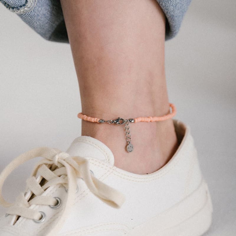 BICYCLE TROPHY Pickman Daily Beads Anklet 02 (PEACH / 3mm Miyuki Beads)