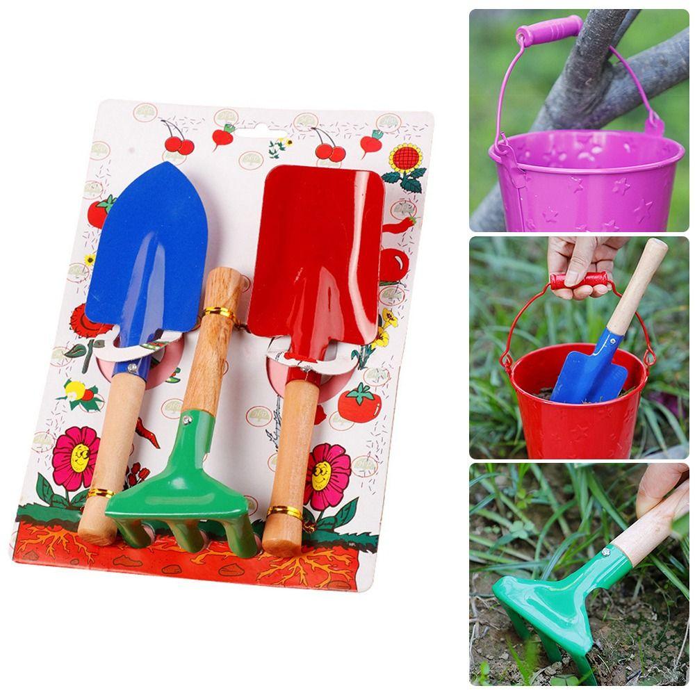 Juego de 3 Piezas de Herramientas de Jardinería de Metal con Mango de Madera Juego de Herramientas para Bonsái Juego de Palas de Plantación Suministros de Jardín