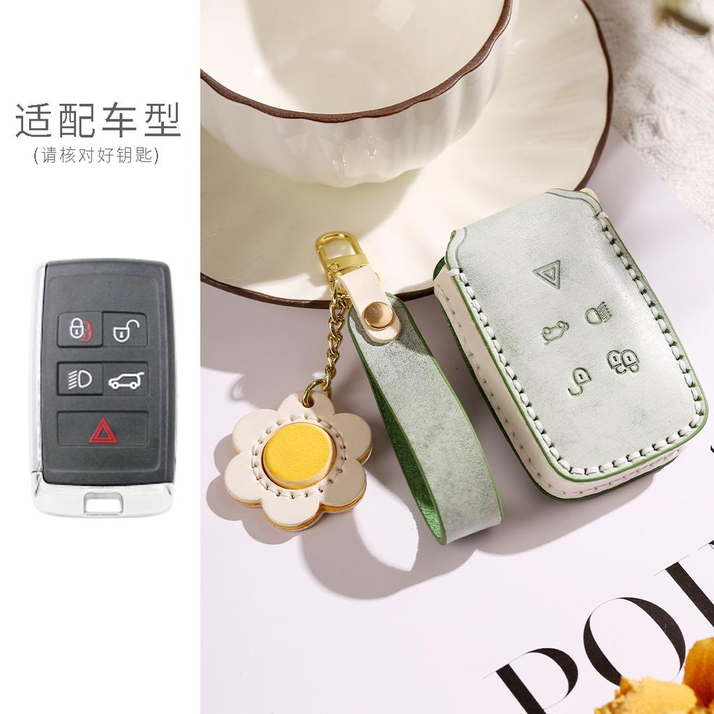 Fit For Land Rover Range Rover Evoque Discovery Sport Velar Fit For Jaguar Xe Xf E-Pace F-Pace Genuine Leather Auto Key Fob Cover Case Auto