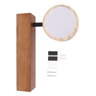 LED Wall Mounted Light Rotation Warm Light Hardwired Wall Sconces Lamp for Bedroom Walnut Wood
