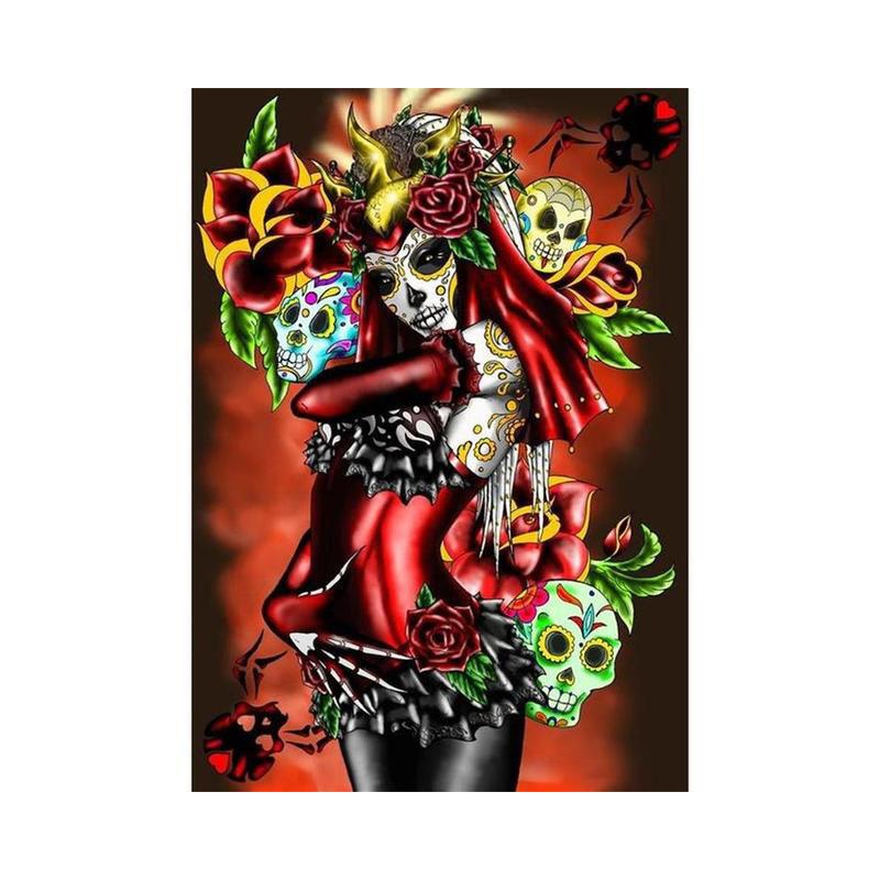 Obraz diamentowy DIY Halloween obraz czaszki haft diamentowy damski zestaw mozaiki artystyczna dekoracja ścienna do domu