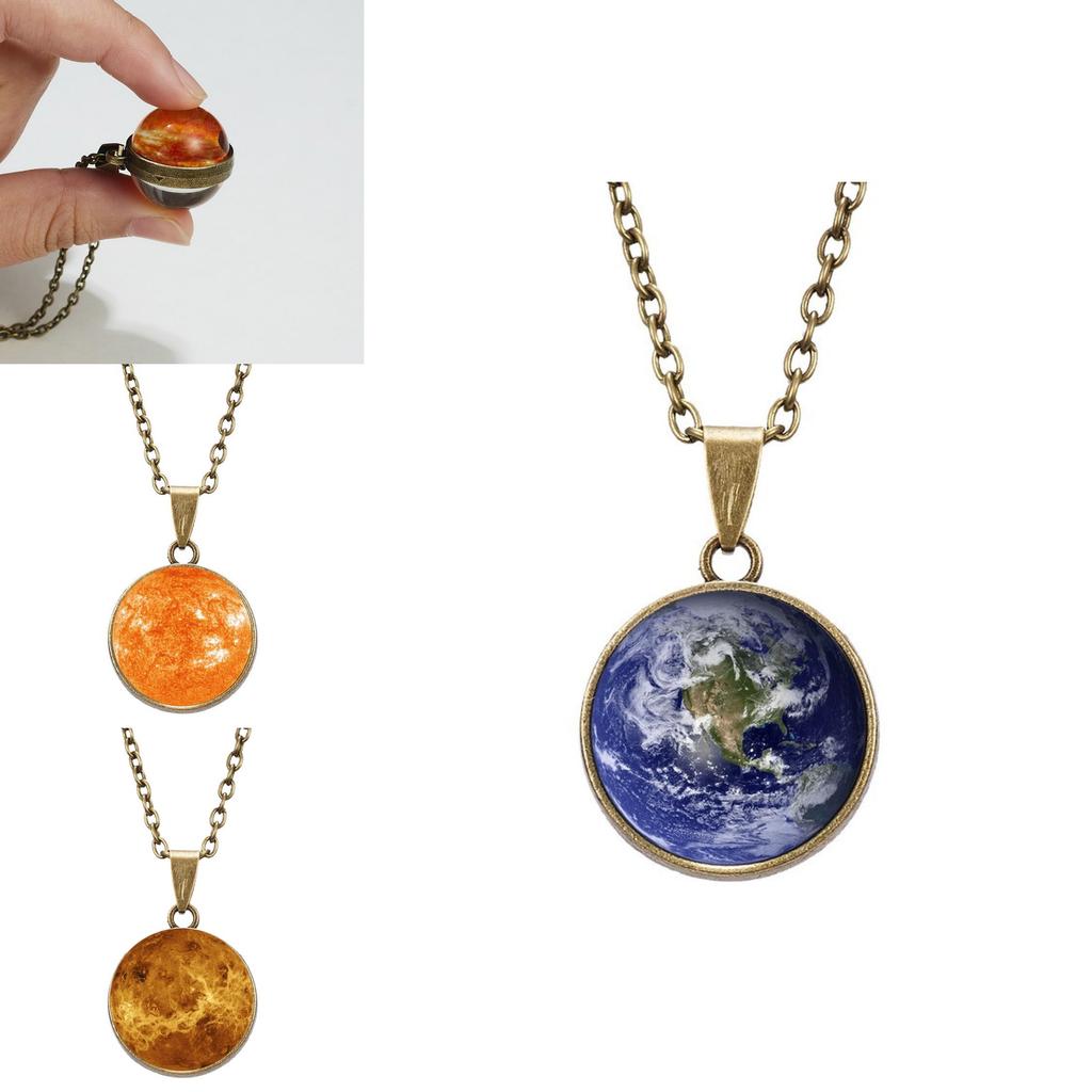 Starry Galaxy Pendant Necklace With Glowinthedark Doublesided Glass For Men And Women