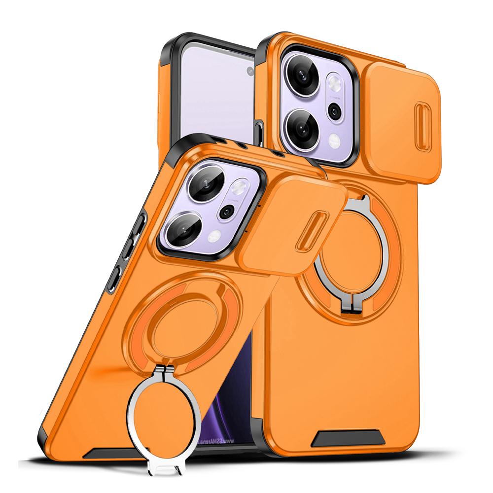 KEYSION 360° Ring Stand Phone Case for OPPO Reno14 Pro 5G Slide Camera Protection Magnetic Shockproof Cover for OPPO Reno14 F 5G