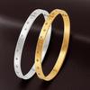 European & American Rhinestone Titanium Steel Waterproof Bracelet - Eight-Pointed Star Resort Style, Colorfast Stainless Steel.