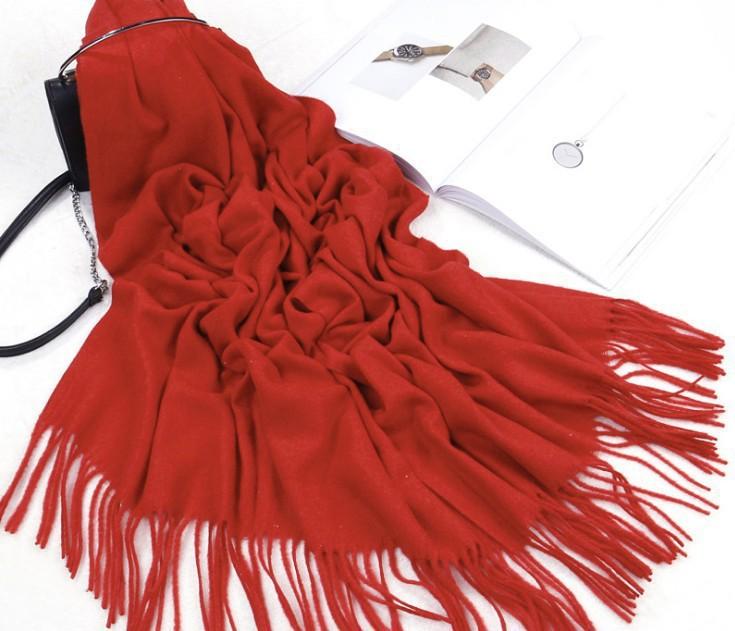 Scarf Women's Winter High-end Cashmere Scarf Versatile Women's Shawl Korean Autumn and Winter Solid Color Scarf