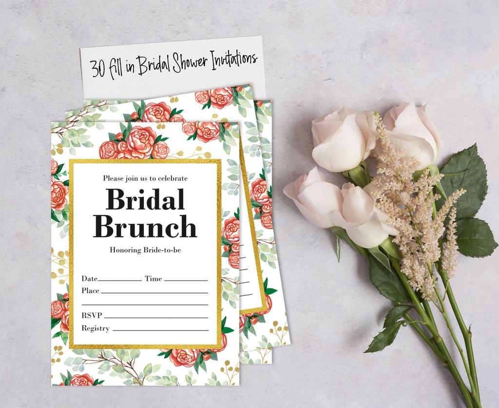 Inkdotpot 30A FloralA Fill-In Stil Braut Dusche Einladungen Hochzeit Blank