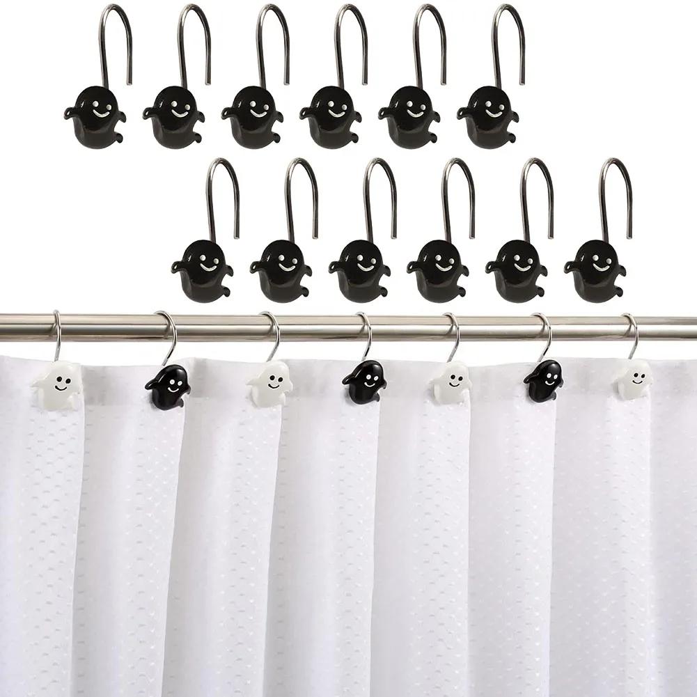 12pcs Stainless Steel Halloween Shower Curtain Hooks Creative 68mm S-type Home Decorations Hook Kitchen Doorbehind Hooks